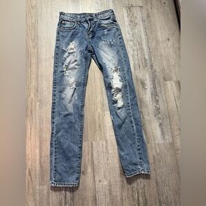 Levi's Blue Straight Jeans with Distressed grunge vintage casual